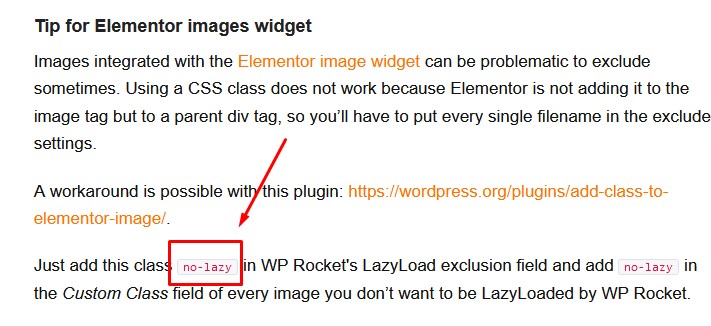 WP Rocket disable lazy load on specific